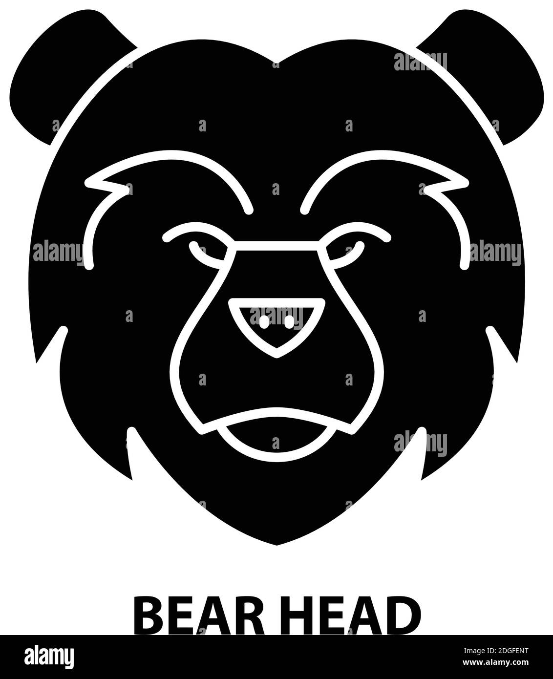 icône de tête d'ours, signe vectoriel noir avec traits modifiables, illustration de concept Illustration de Vecteur