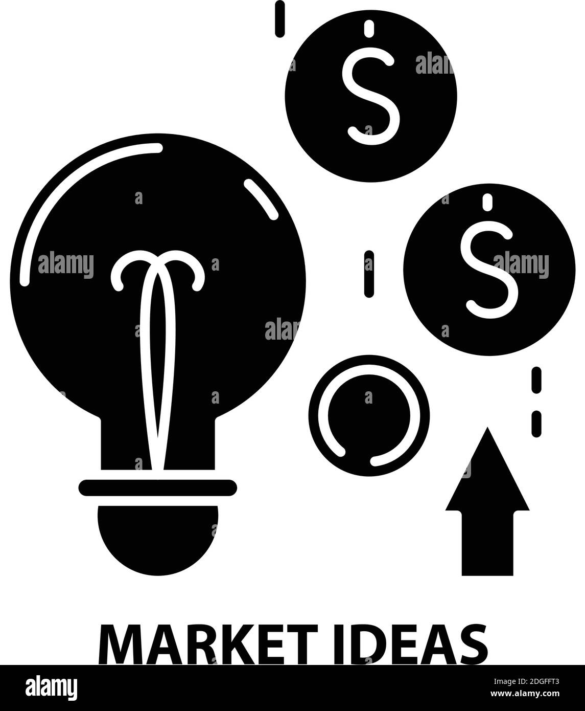icône market ideas, signe vectoriel noir avec traits modifiables, illustration de concept Illustration de Vecteur