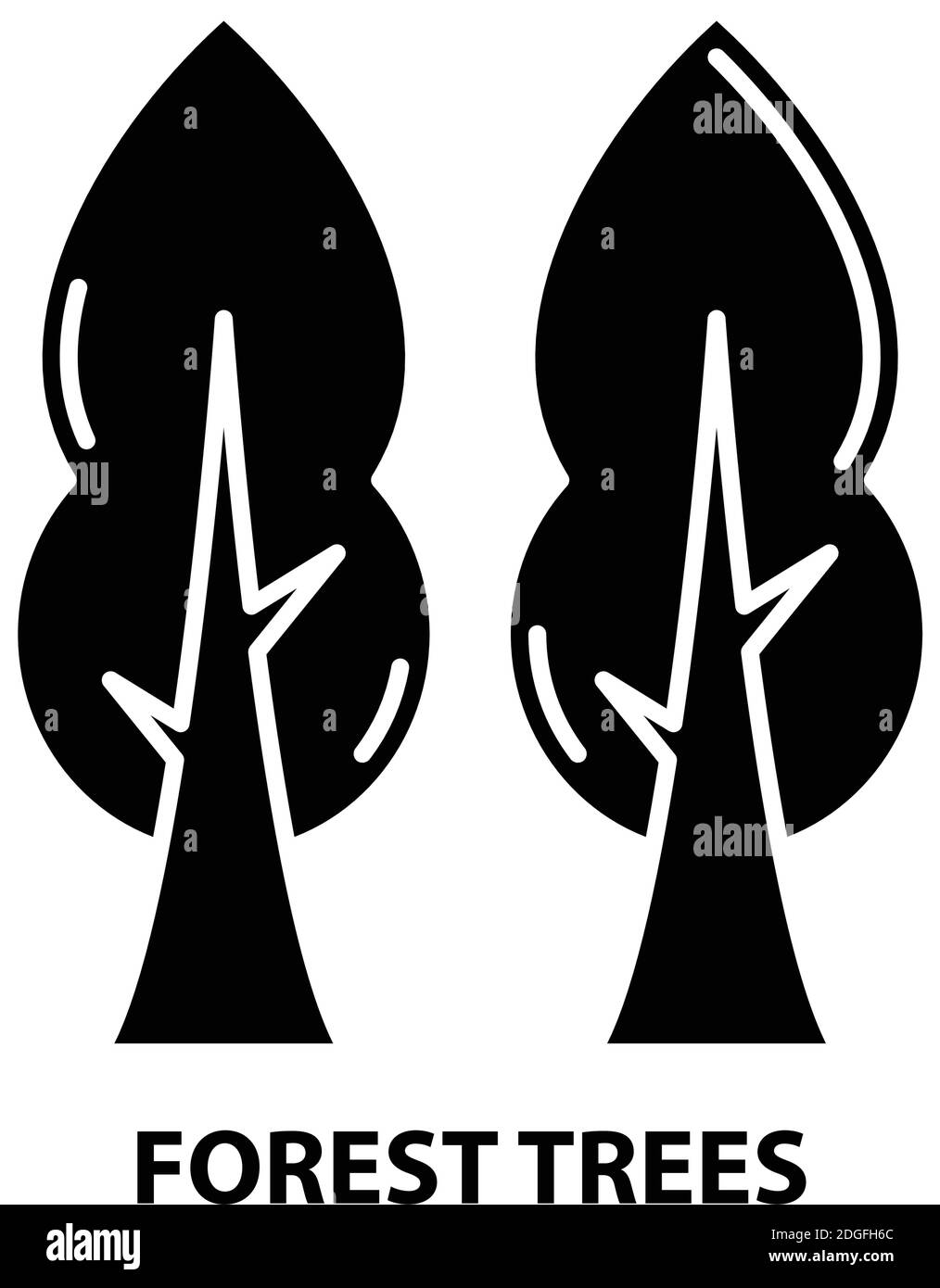 icône arbres forestiers, signe vectoriel noir avec traits modifiables, illustration de concept Illustration de Vecteur