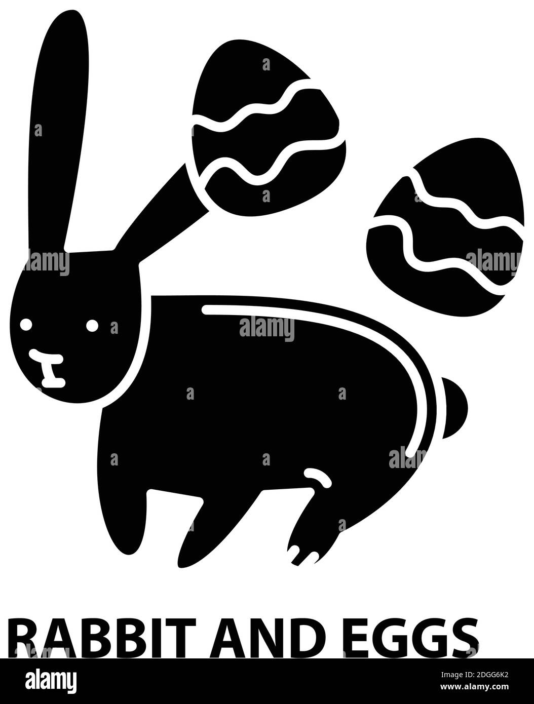 icône lapin et œufs, signe vectoriel noir avec traits modifiables, illustration de concept Illustration de Vecteur