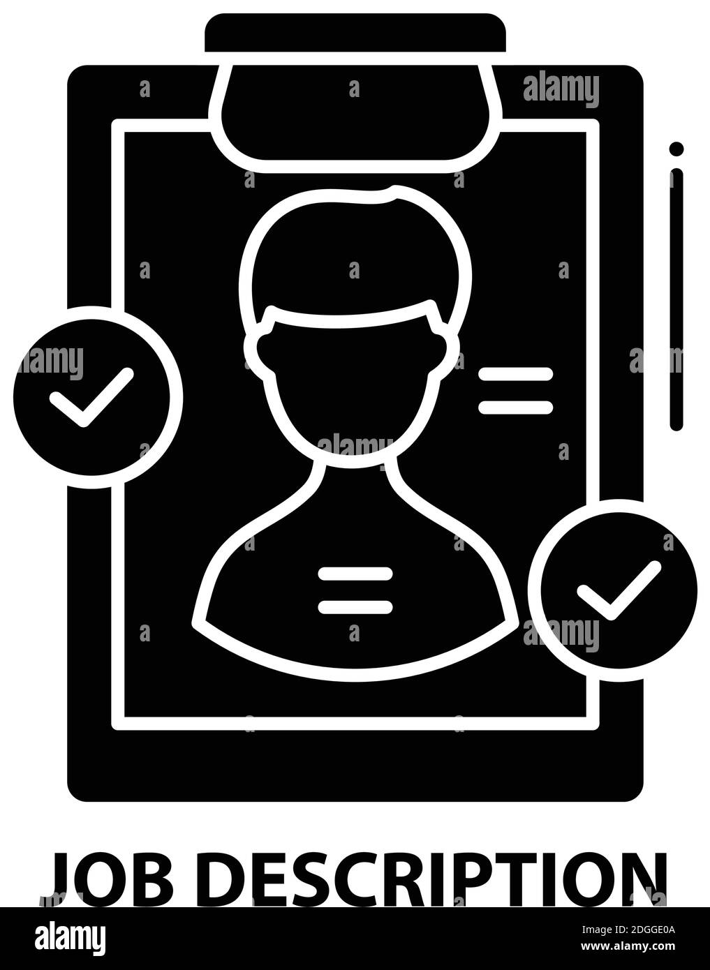 icône de description de travail, signe vectoriel noir avec traits modifiables, illustration du concept Illustration de Vecteur