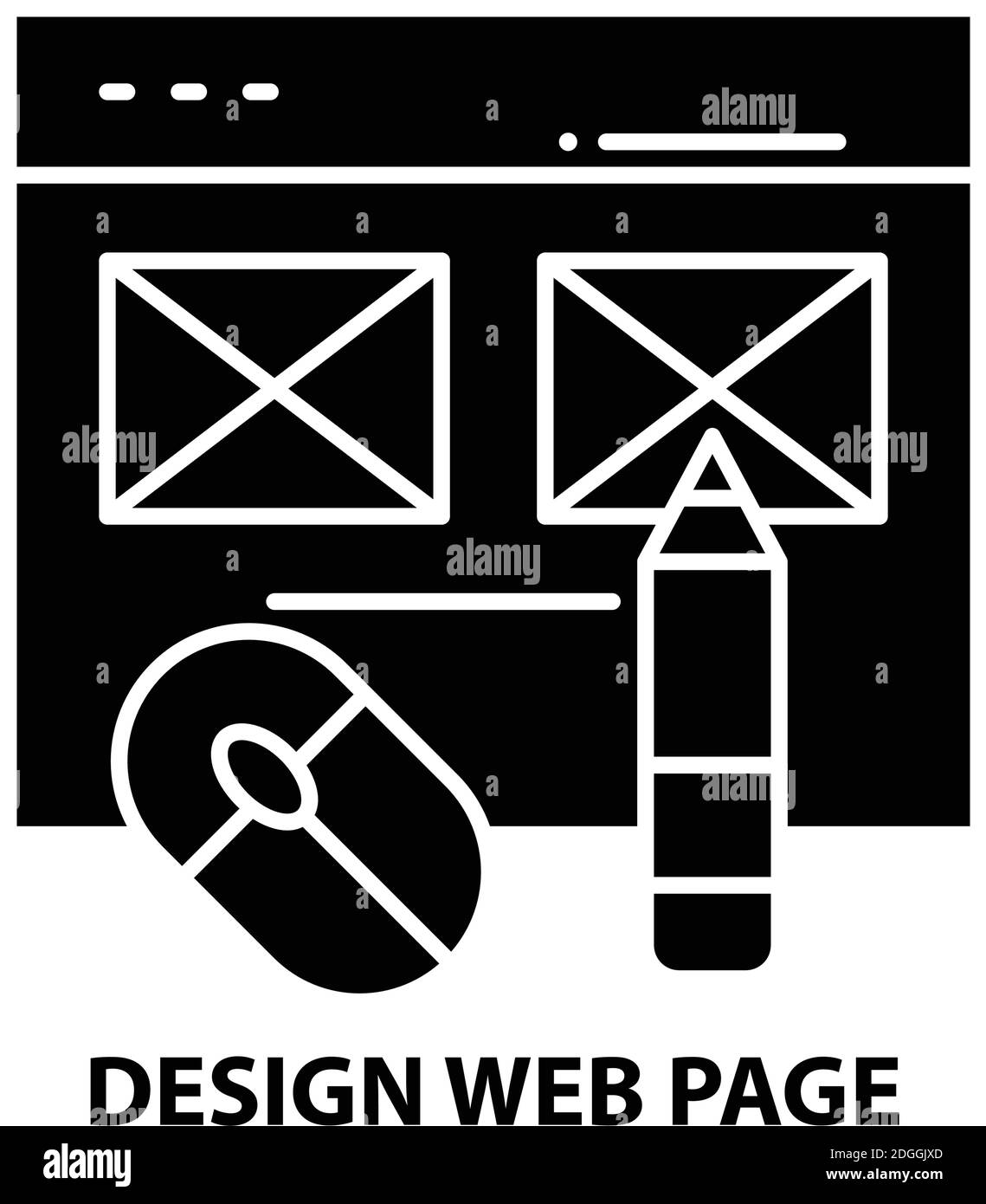 icône de page web de conception, signe vectoriel noir avec traits modifiables, illustration de concept Illustration de Vecteur