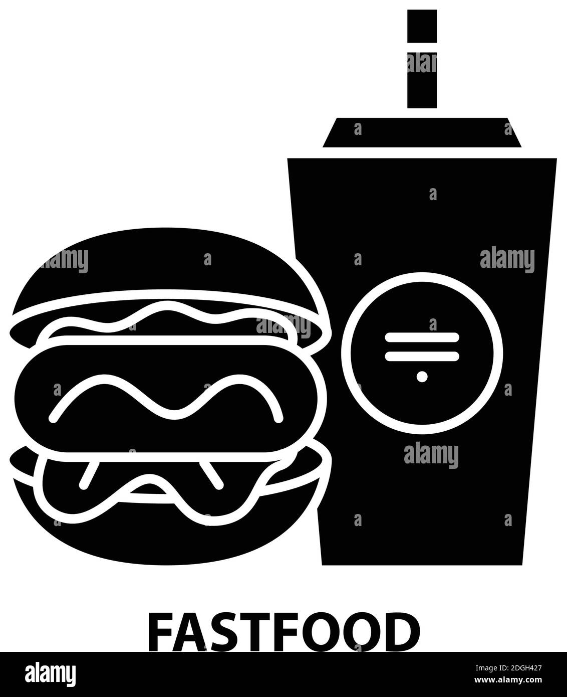 icône fastfood, signe vectoriel noir avec traits modifiables, illustration de concept Illustration de Vecteur