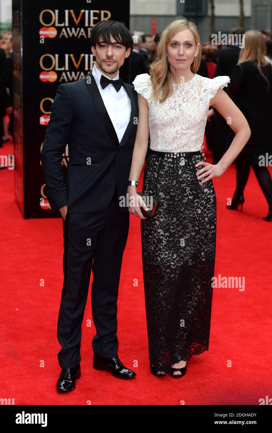 Blake Ritson et Hattie Morahan arrivent aux Olivier Awards 2013, Royal Opera House, Covent Garden, Londres. Banque D'Images