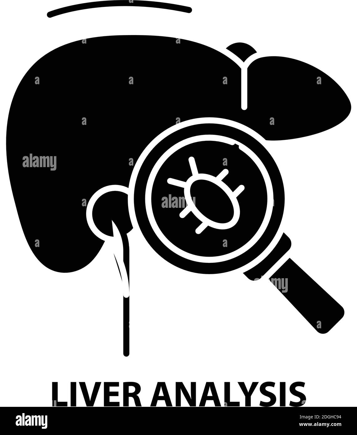 icône d'analyse du foie, signe vectoriel noir avec traits modifiables, illustration du concept Illustration de Vecteur