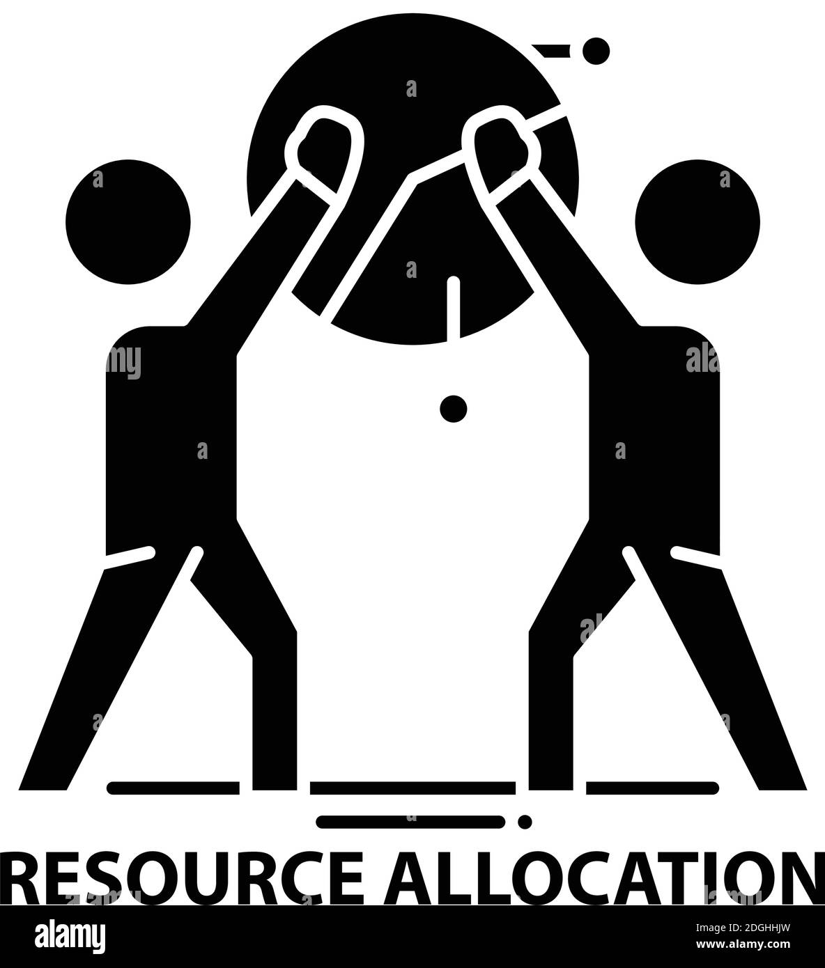 icône d'allocation des ressources, signe vectoriel noir avec traits modifiables, illustration du concept Illustration de Vecteur