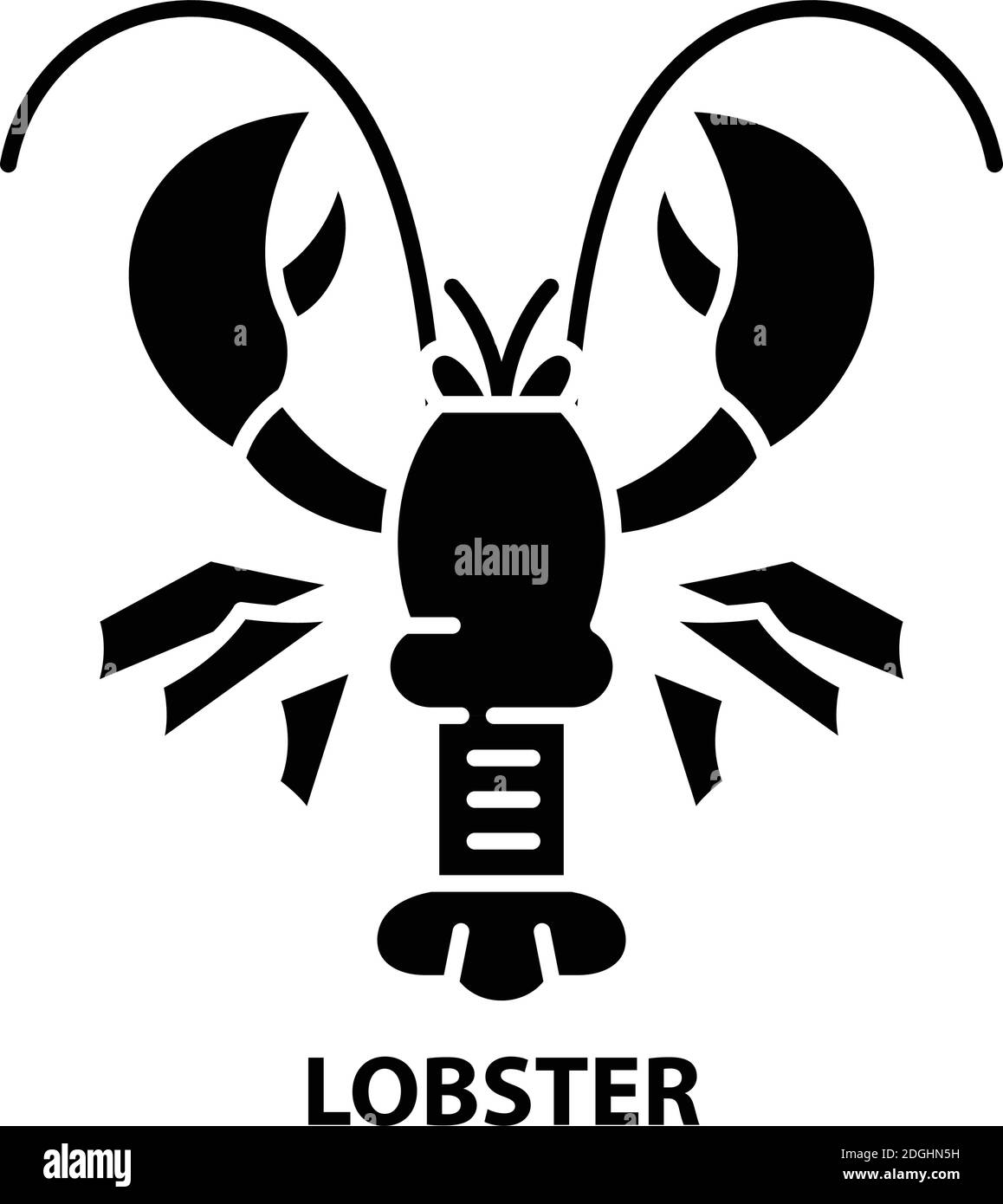 icône de homard, signe vectoriel noir avec traits modifiables, illustration de concept Illustration de Vecteur