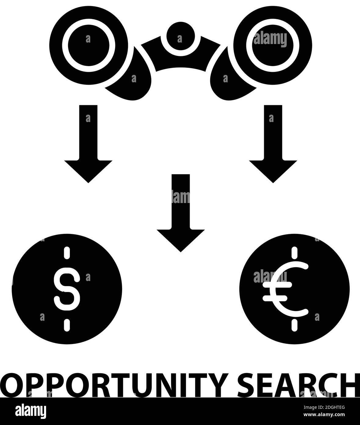 icône de recherche d'opportunité, signe vectoriel noir avec traits modifiables, illustration de concept Illustration de Vecteur