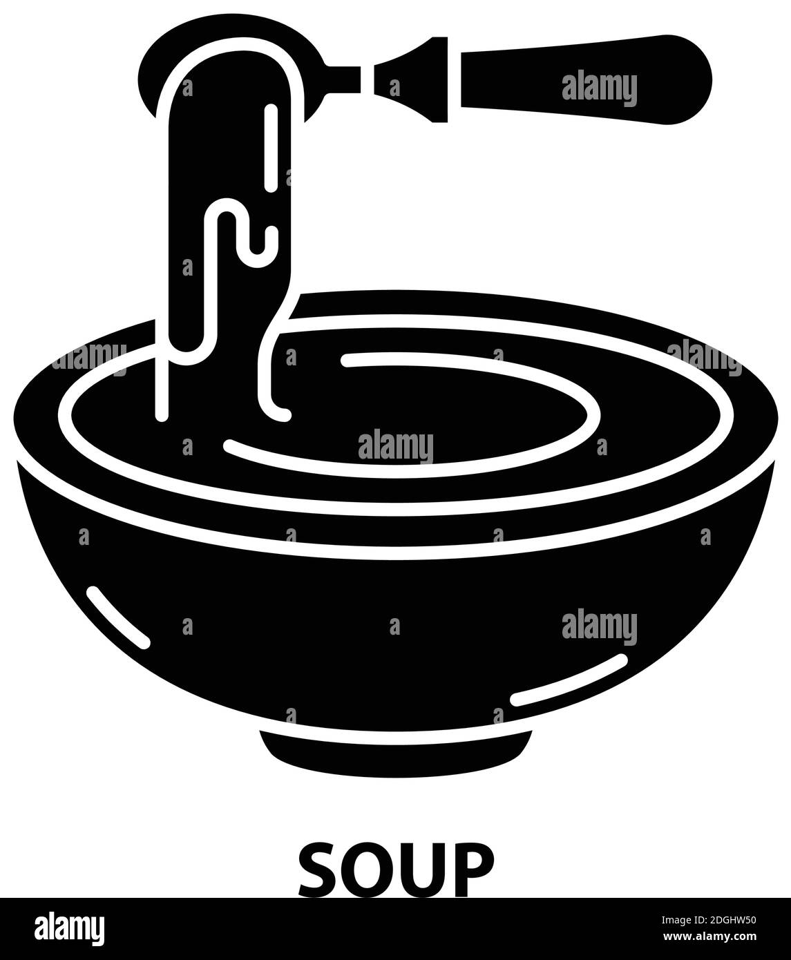 icône soupe, signe vectoriel noir avec traits modifiables, illustration concept Illustration de Vecteur