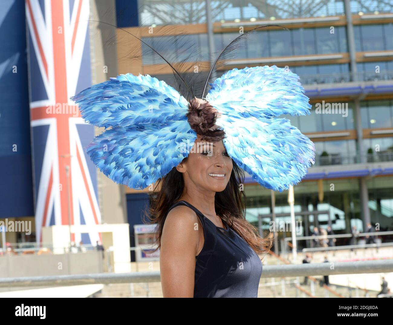 Jackie St clair arrivée au premier jour de Royal Ascot 2014, Hippodrome d'Ascot, Berkshire. Banque D'Images