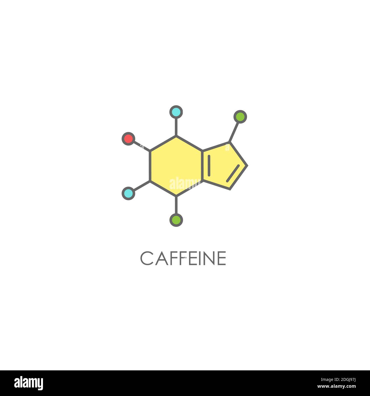 structure moléculaire de la caféine. Formule chimique du matin. Symbole café, inspiration, motivation. Illustration de ligne vectorielle isolée sur blanc Illustration de Vecteur
