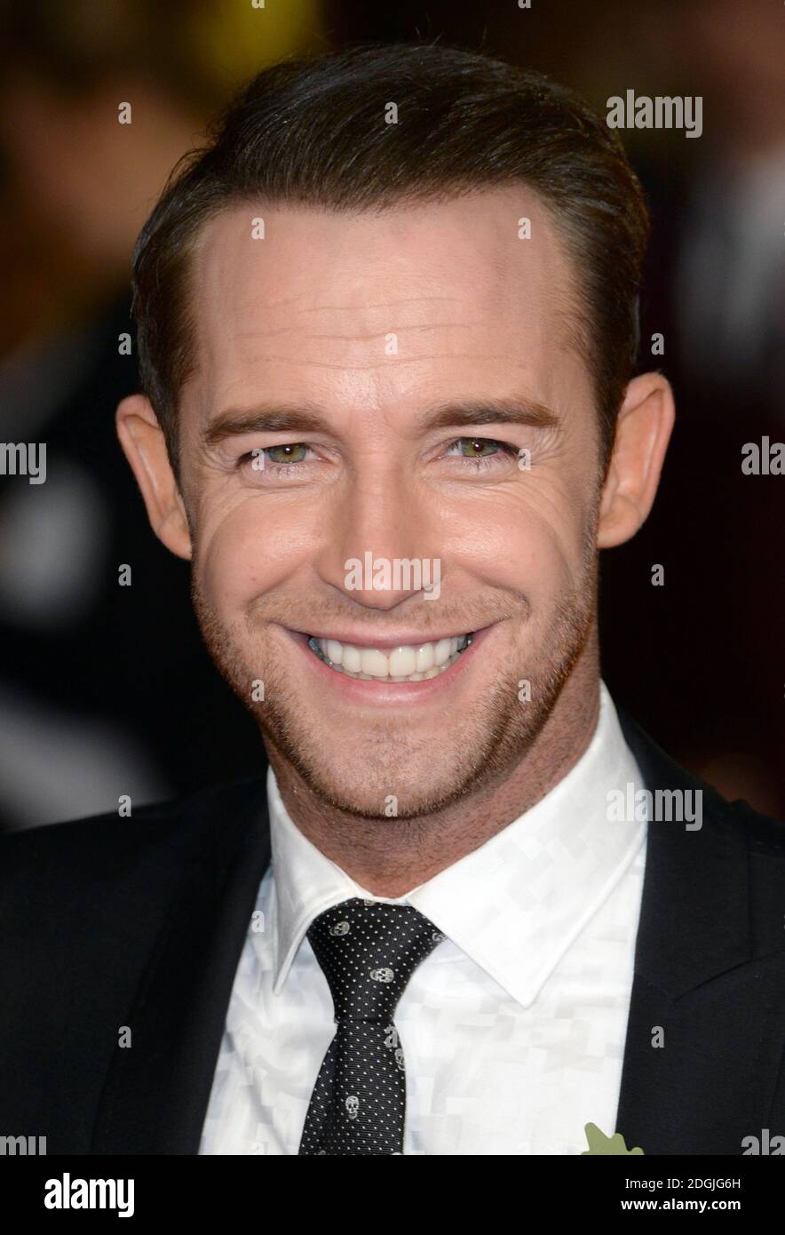 X facteur participant Jay James aux Jeux de la faim: Mockingjay première partie, Odeon Cinema, Leicester Square, Londres. Banque D'Images