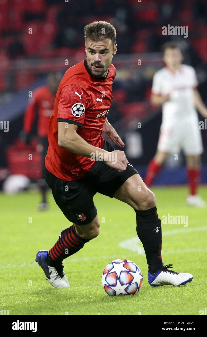 Damien Da Silva du Stade Rennais pendant la Ligue des champions de l'UEFA, le match de football du Groupe E entre le Stade Rennais et le Sevilla FC ( / LM Banque D'Images