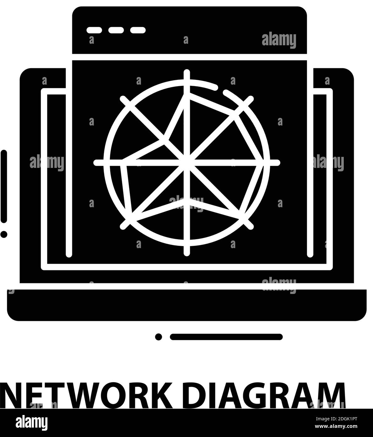 icône de diagramme de réseau, signe vectoriel noir avec traits modifiables, illustration de concept Illustration de Vecteur