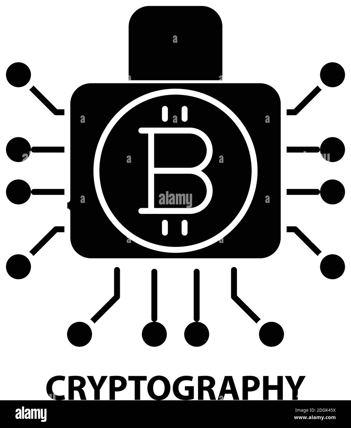 icône de cryptographie, signe vectoriel noir avec traits modifiables, illustration de concept Illustration de Vecteur