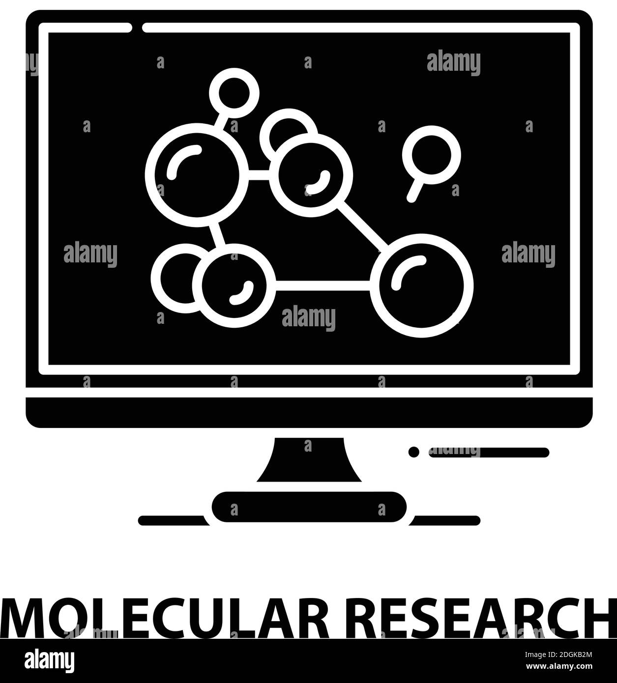 icône de recherche moléculaire, signe vecteur noir avec traits modifiables, illustration de concept Illustration de Vecteur