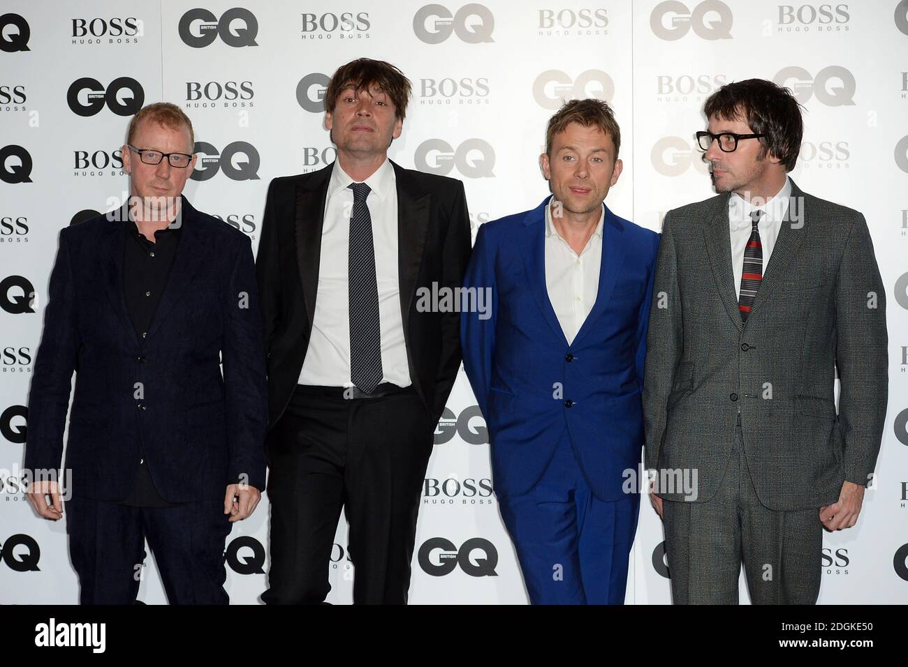 (De gauche à droite) Dave Rowntree, Alex James, Damon Albarn et Graham Coxon of Blur assistent aux GQ Men of the Year Awards 2015 qui se tiennent à l'Opéra Royal, Bow Street, Londres Banque D'Images