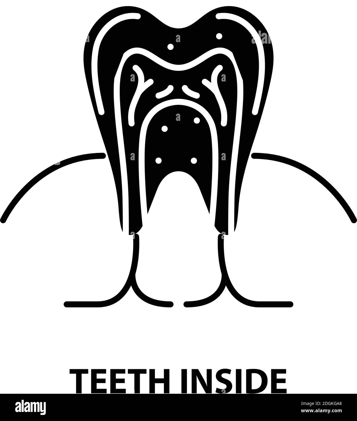 dents à l'intérieur de l'icône, signe vectoriel noir avec traits modifiables, illustration du concept Illustration de Vecteur