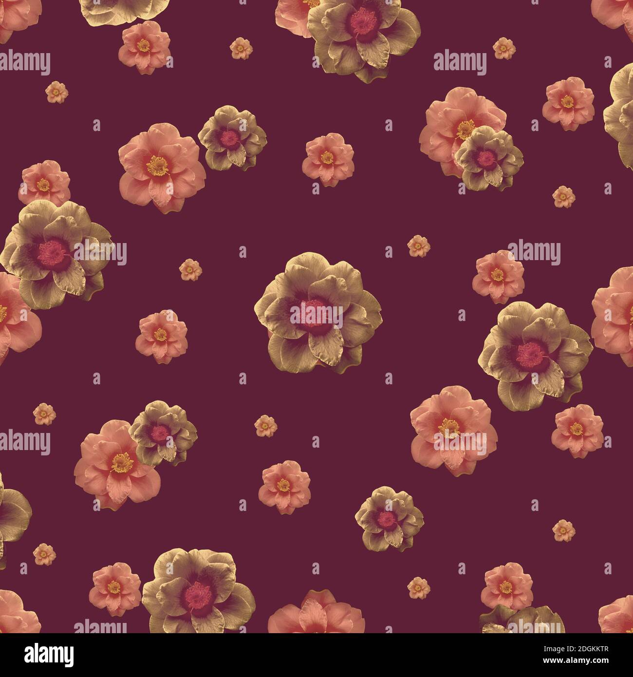 Motif de collage à fleurs chaudes Banque D'Images