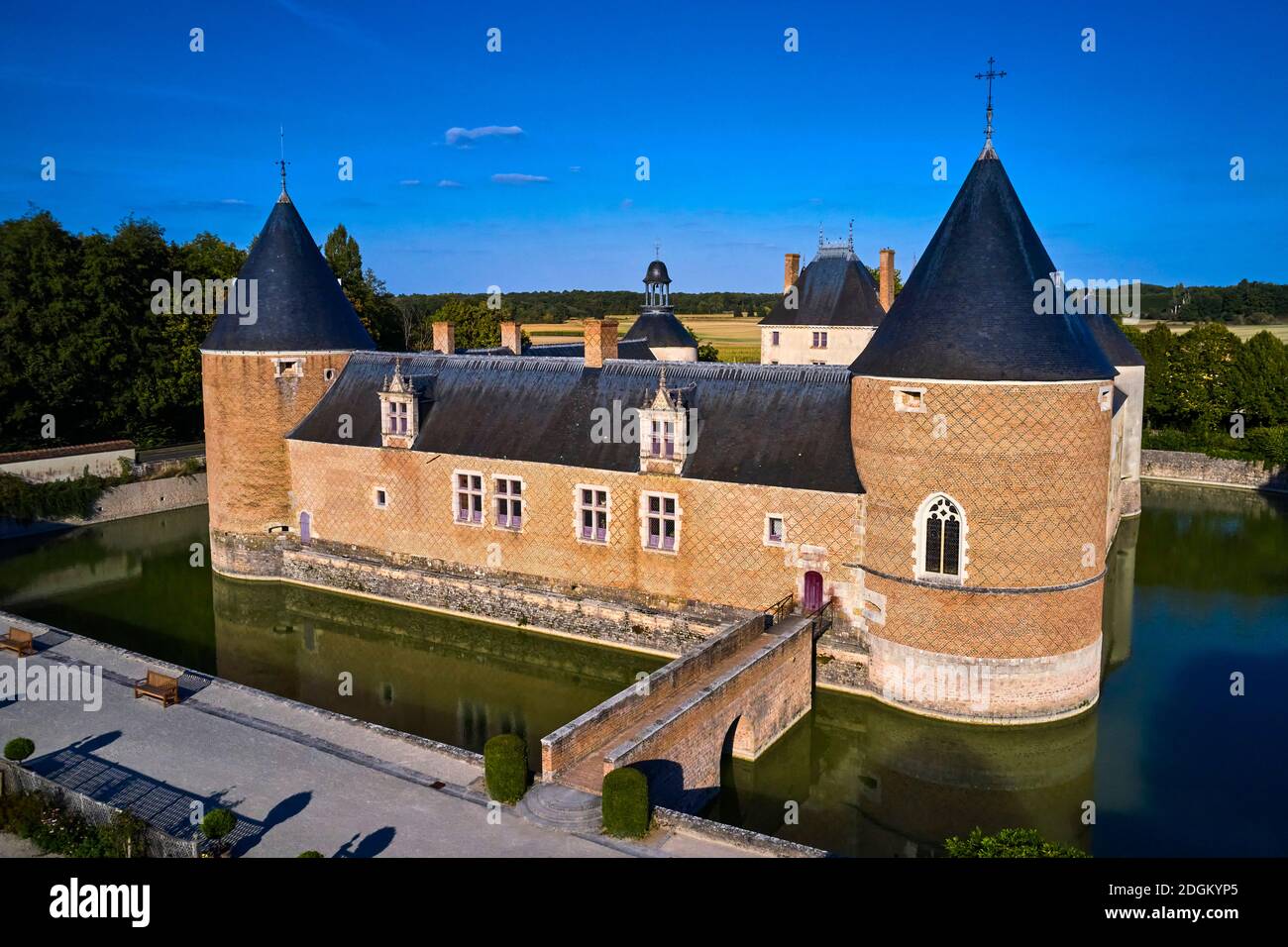 France, Loiret (45), Chilleurs-aux-Bois, Château de Chamerolles, propriété du département Loiret (vue aérienne) Banque D'Images