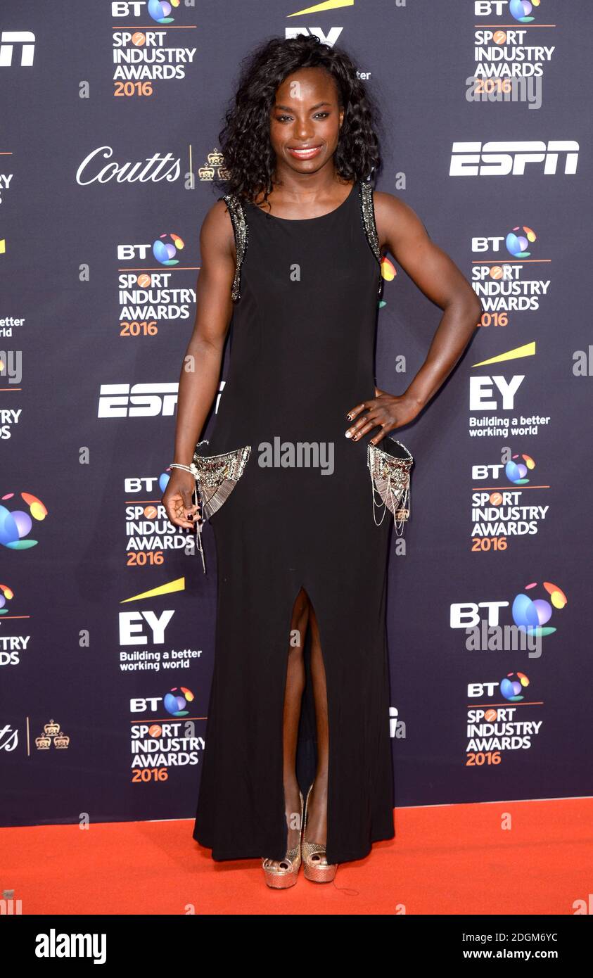 Eniola Aluko arrive aux BT Sport Industry Awards 2016, Battersea Park, Londres. Jeudi 28 avril 2016. Crédit photo Doug Peters EMPICS Entertainment Banque D'Images