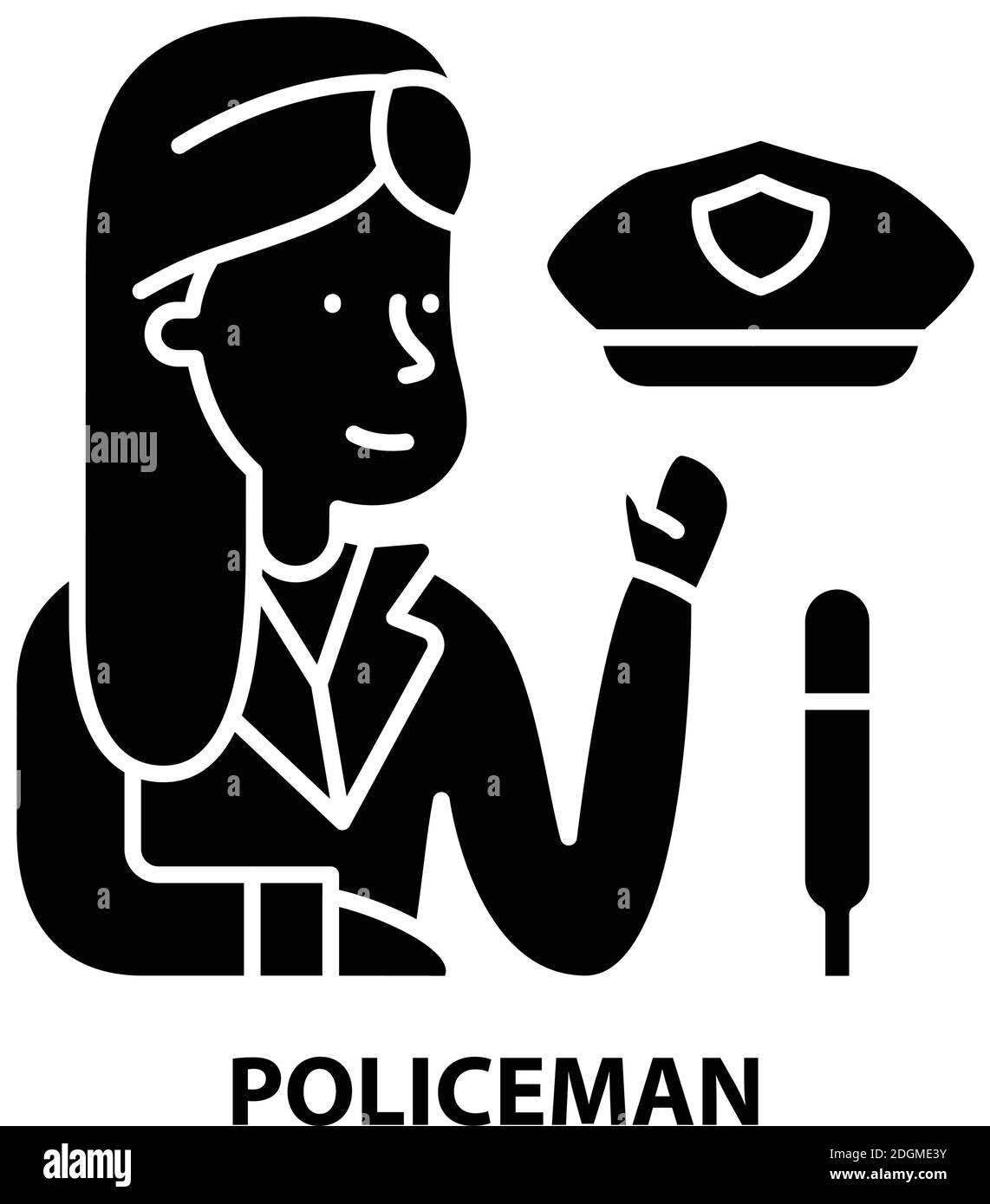icône du signe policier, signe vectoriel noir avec traits modifiables, illustration du concept Illustration de Vecteur