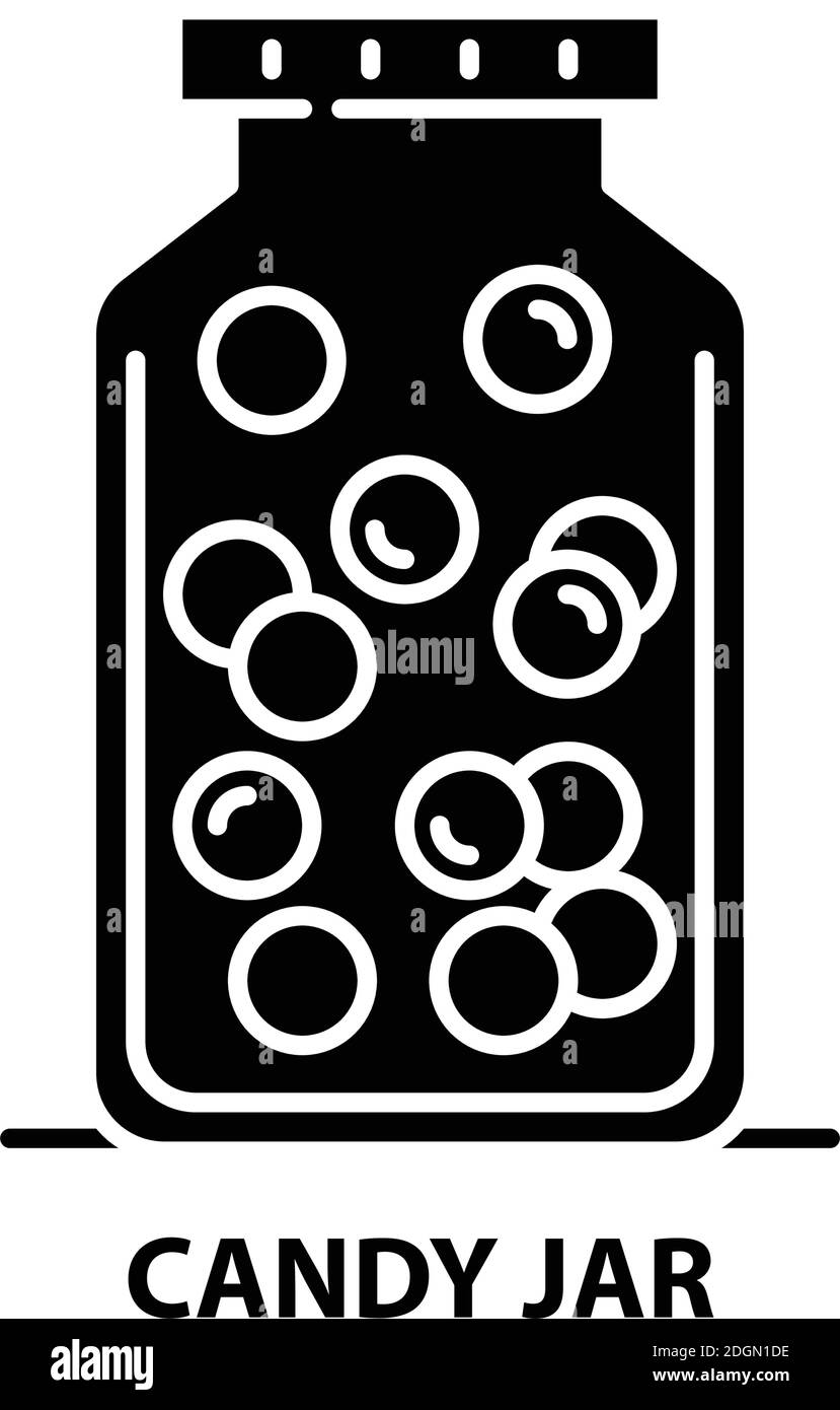 icône de pot de bonbons, signe vectoriel noir avec traits modifiables, illustration de concept Illustration de Vecteur