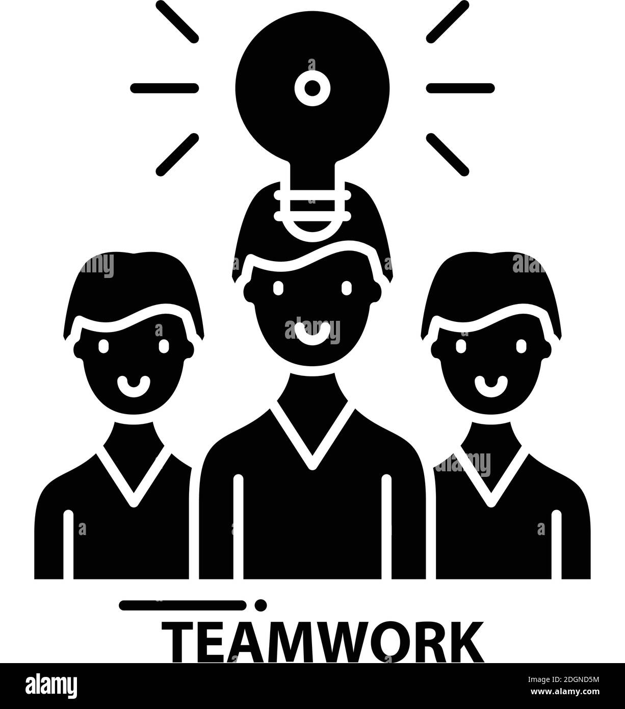 icône de travail d'équipe, signe vectoriel noir avec traits modifiables, illustration de concept Illustration de Vecteur