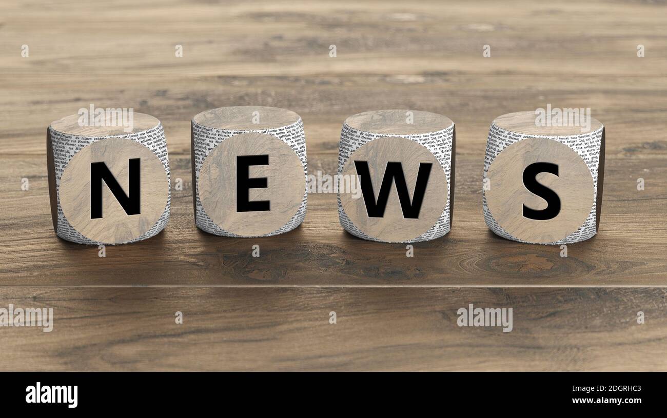 Nouvelles polices sur les cubes en bois - illustration Banque D'Images