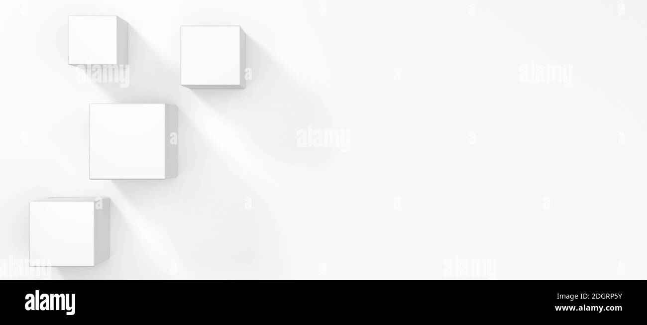 Cubes blancs abstraits sur fond propre comme bannière - 3D Illustration Banque D'Images