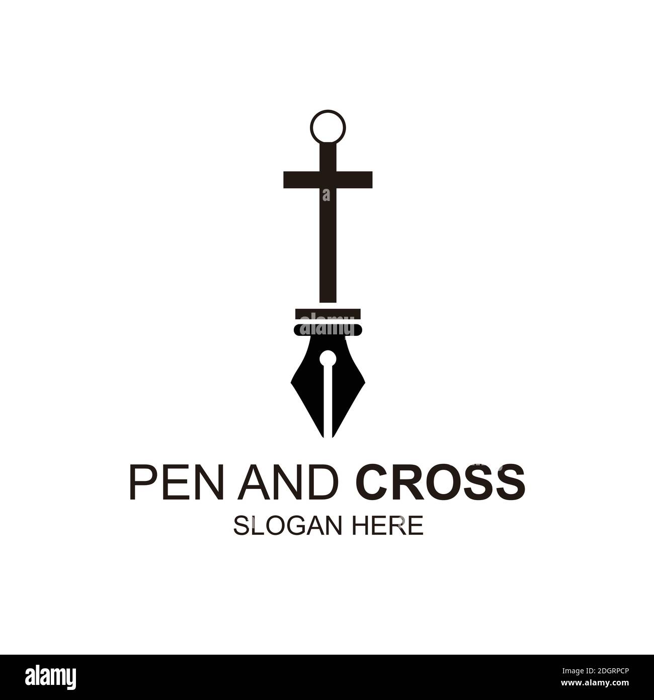 Icône de symbole Illustration de l'inspiration de croix et de stylo Illustration de Vecteur