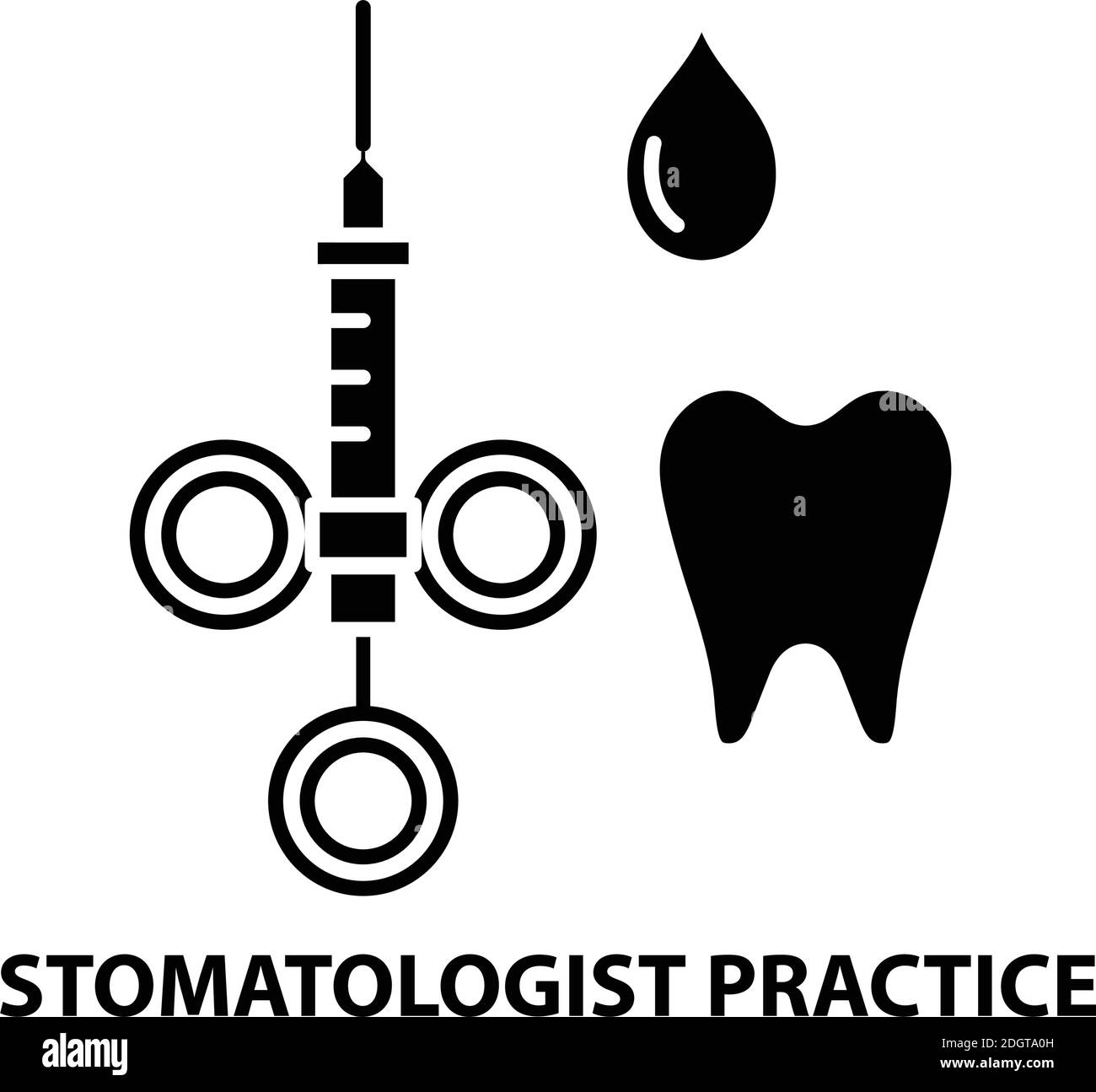 icône de pratique stomatologue, signe vectoriel noir avec traits modifiables, illustration de concept Illustration de Vecteur