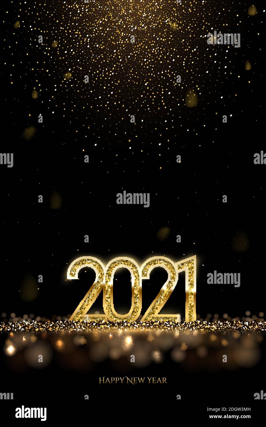 Modèle de scénario de bannière bonne année. Vacances d'hiver, Félicitations. de noël Carte postale de fête, concept de carte de vœux luxueuse. 2021 chiffres avec Illustration de Vecteur