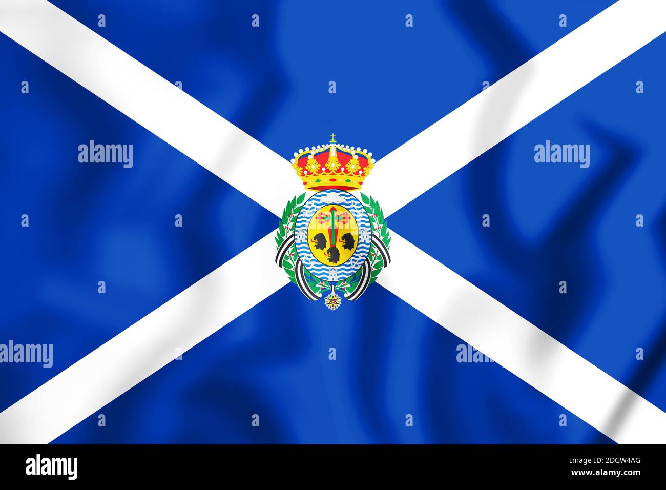 3D Drapeau de la province de Santa Cruz de Tenerife, Espagne. 3D Illustration. Banque D'Images