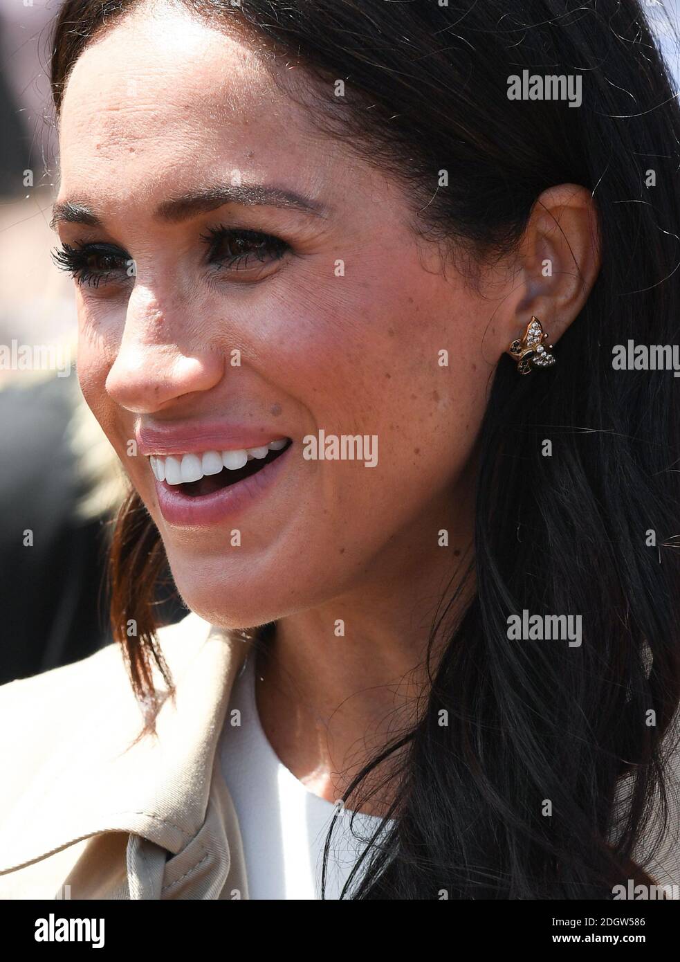 Meghan Duchess de Sussex où les boucles d'oreilles de la princesse Diana lors d'une promenade publique à l'Opéra de Sydney. Le crédit photo devrait se lire comme suit : Doug Peters/EMPICS Banque D'Images