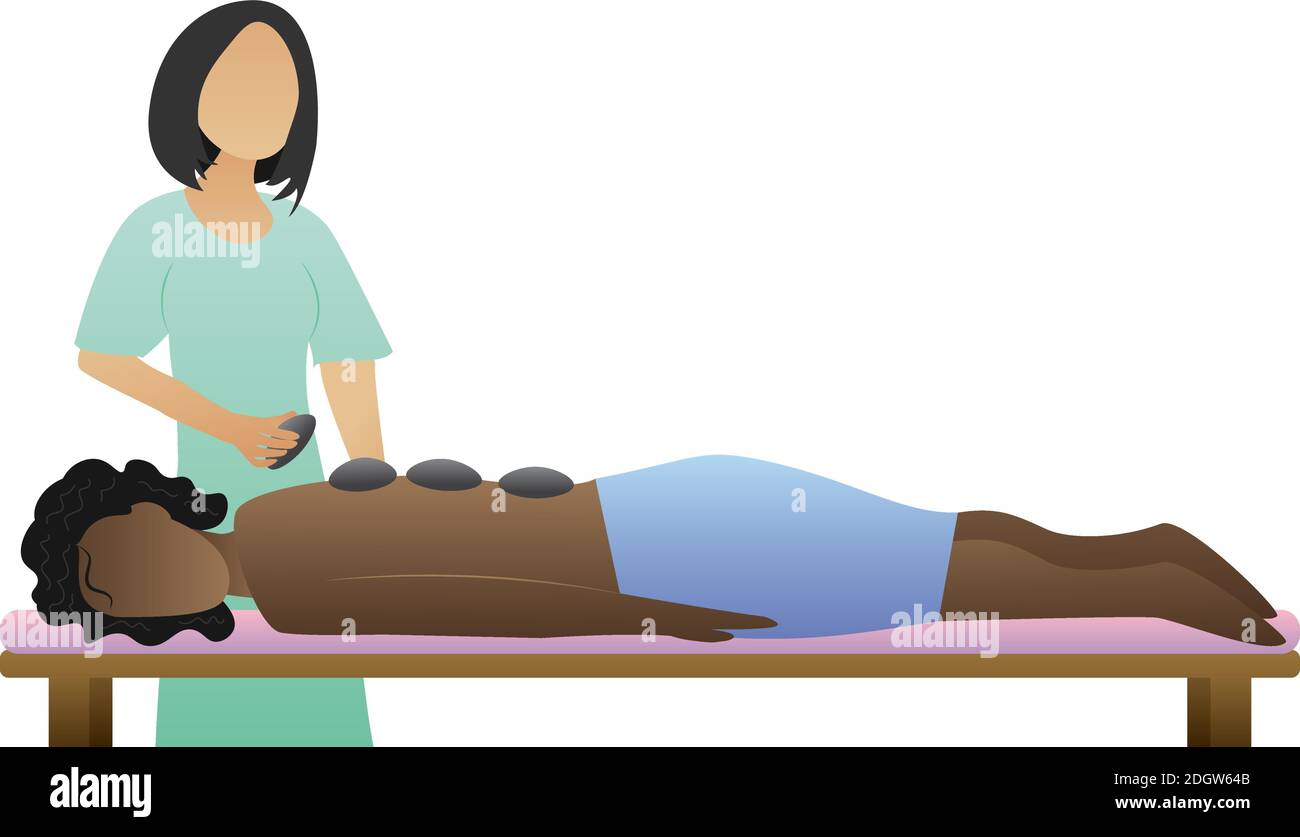 La thérapie de massage aux pierres chaudes Illustration de Vecteur