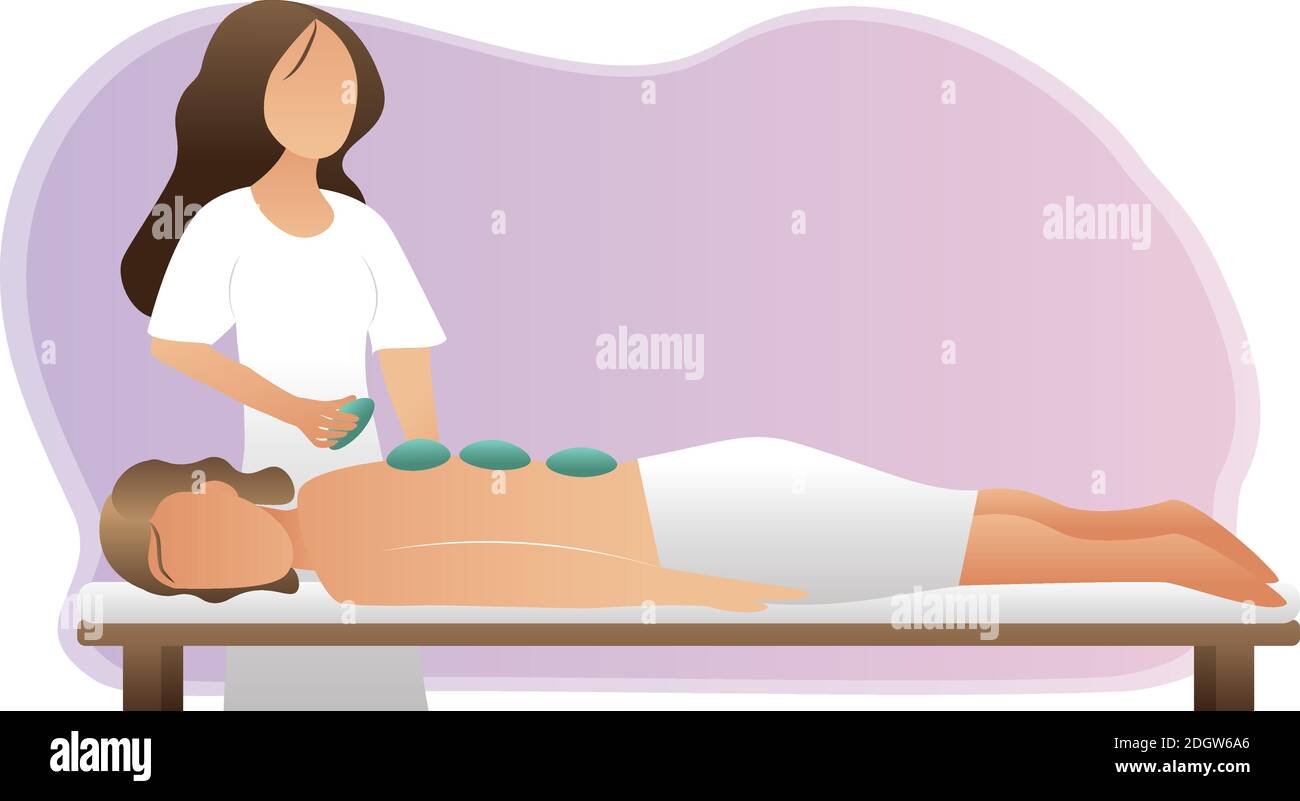 La thérapie de massage aux pierres chaudes Illustration de Vecteur