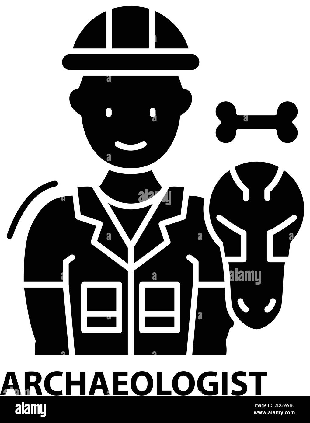 icône archéologue, signe vectoriel noir avec traits modifiables, illustration de concept Illustration de Vecteur