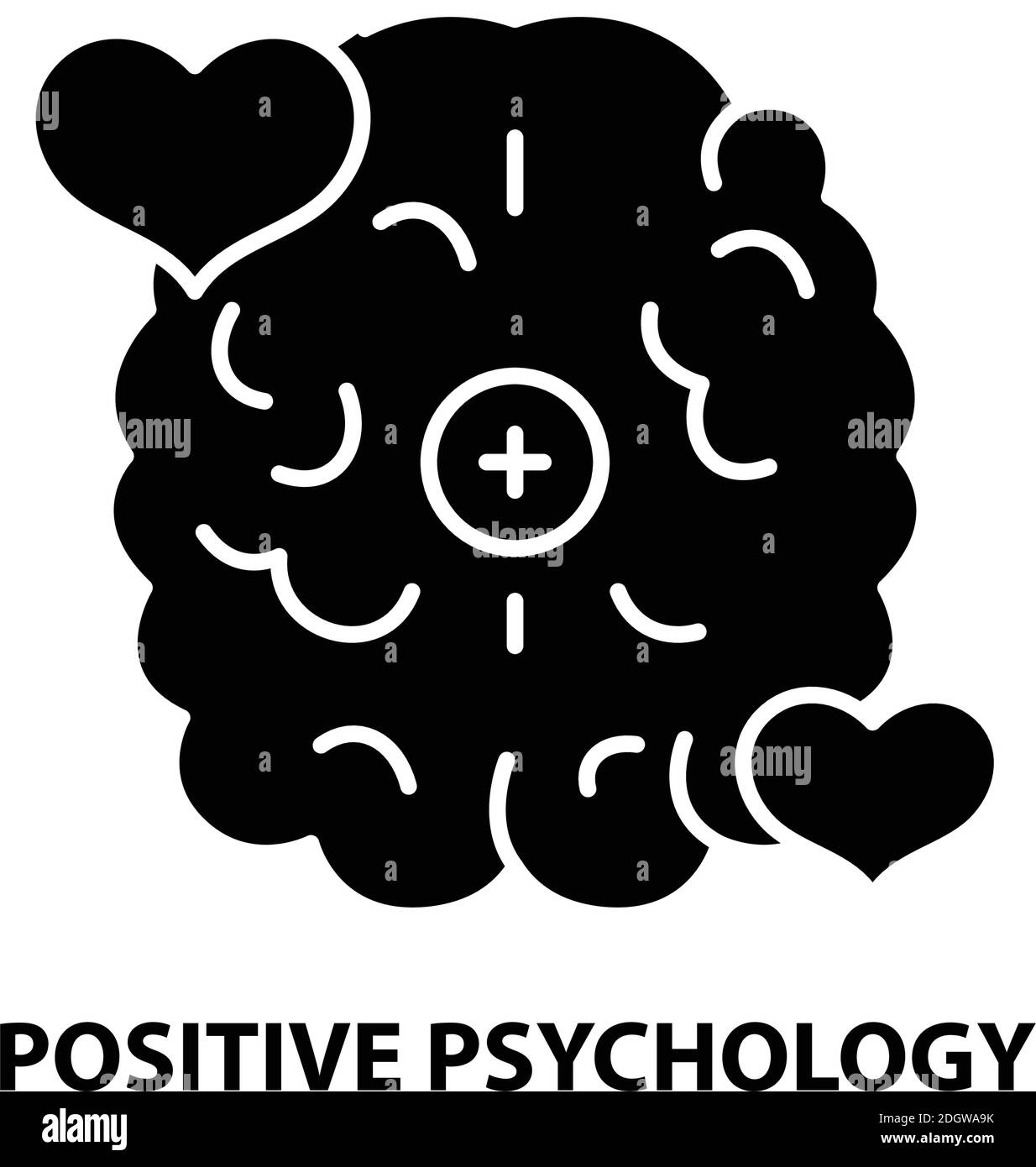 icône de psychologie positive, signe vectoriel noir avec traits modifiables, illustration de concept Illustration de Vecteur