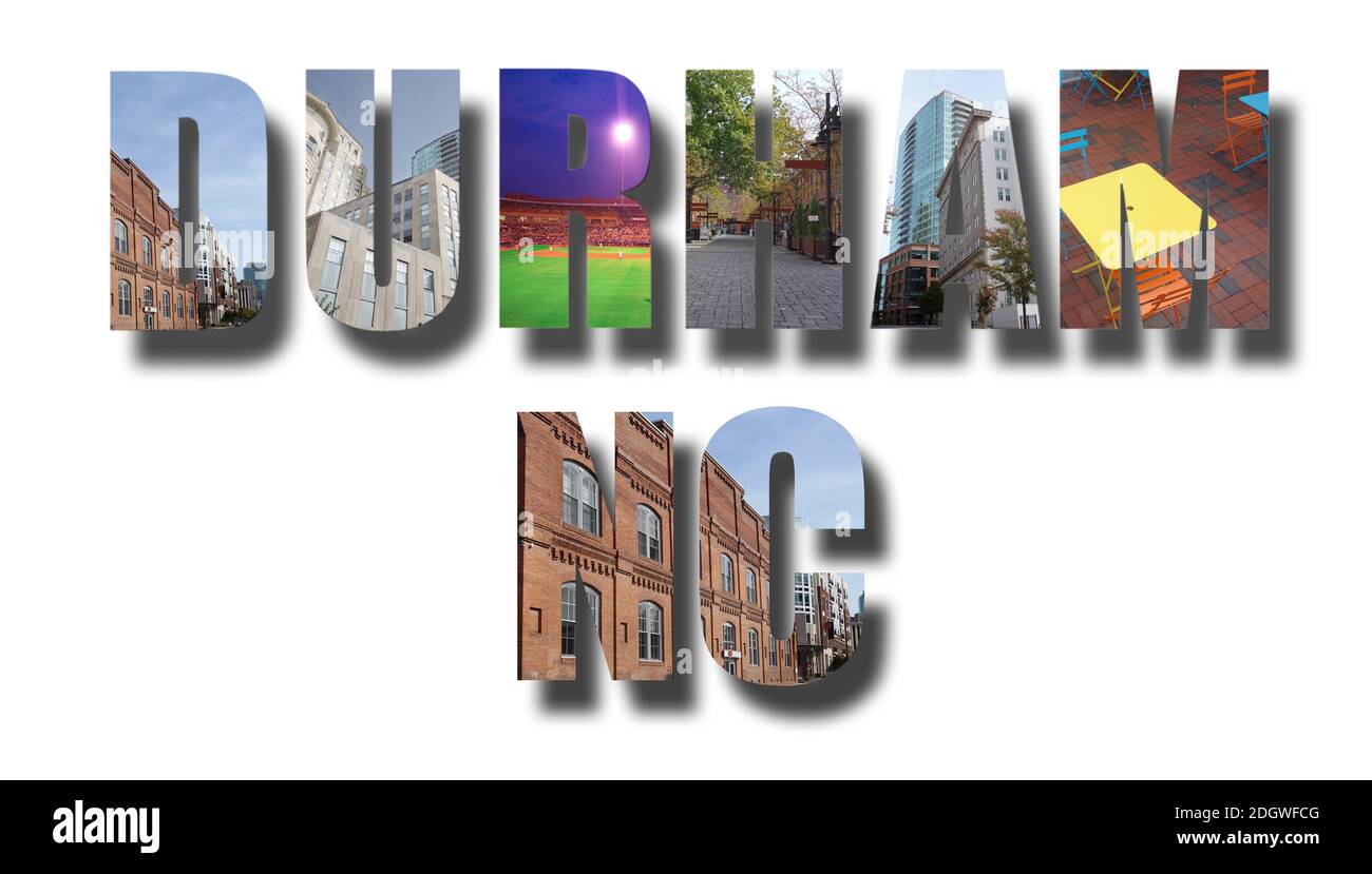 Bannière Durham NC sur blanc Banque D'Images