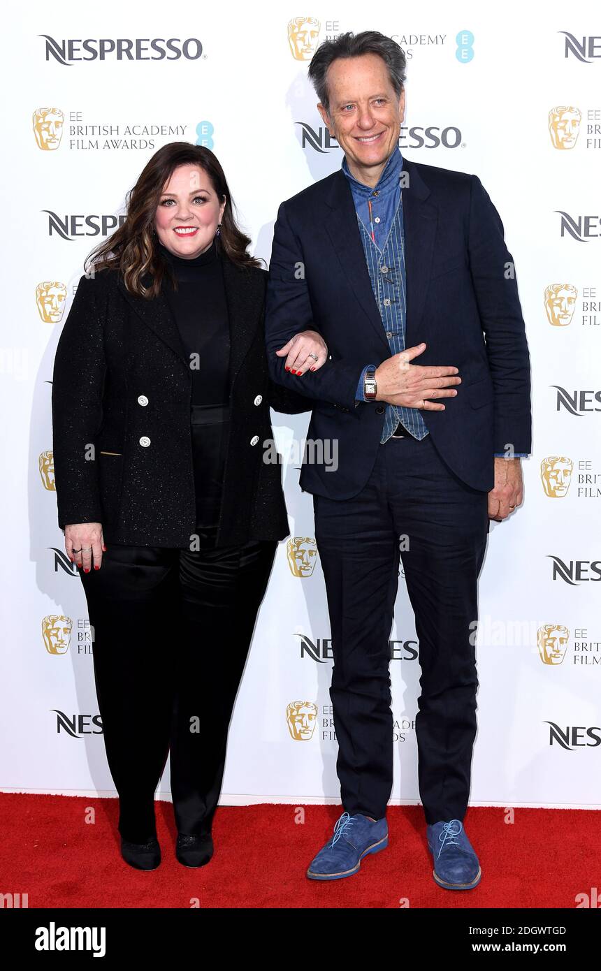 Melissa McCarthy et Richard E. Grant assistent à la partie des nominés des Prix du film de l'Académie britannique Nespresso au Palais de Kensington, Londres Banque D'Images