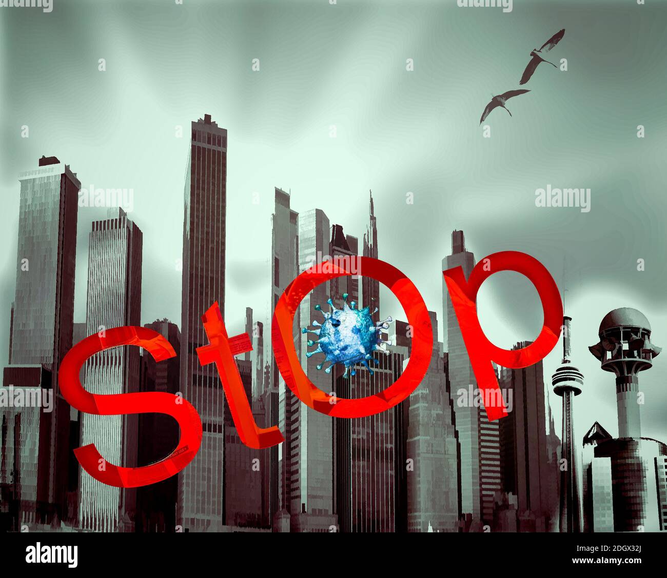 Appel pour arrêter la propagation de l'infection par le coronavirus Banque D'Images