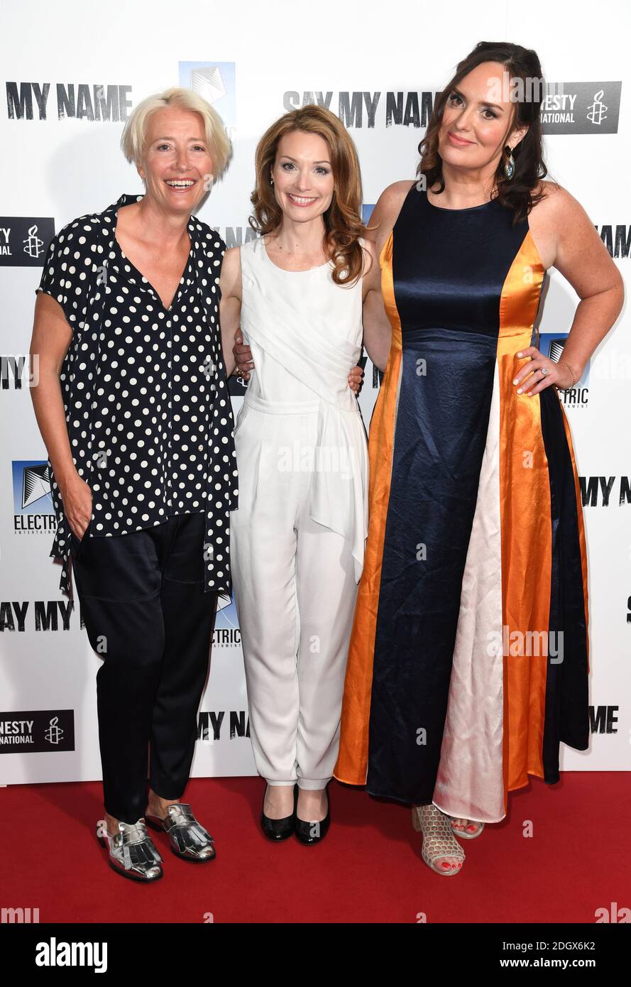 Emma Thompson, Lisa Brenner et Deborah Frances White assistent à la projection de gala de Say My Name à l'Odeon Luxe, Leicester Square, Londres. Le crédit photo devrait se lire comme suit : Doug Peters/EMPICS Banque D'Images