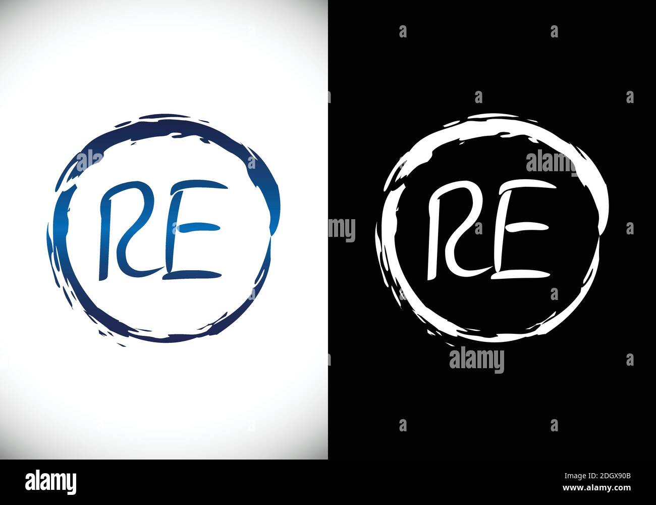 Modèle de vecteur de conception de logo R E de la lettre initiale du monogramme. Symbole alphabétique graphique pour l'identité commerciale de l'entreprise Illustration de Vecteur