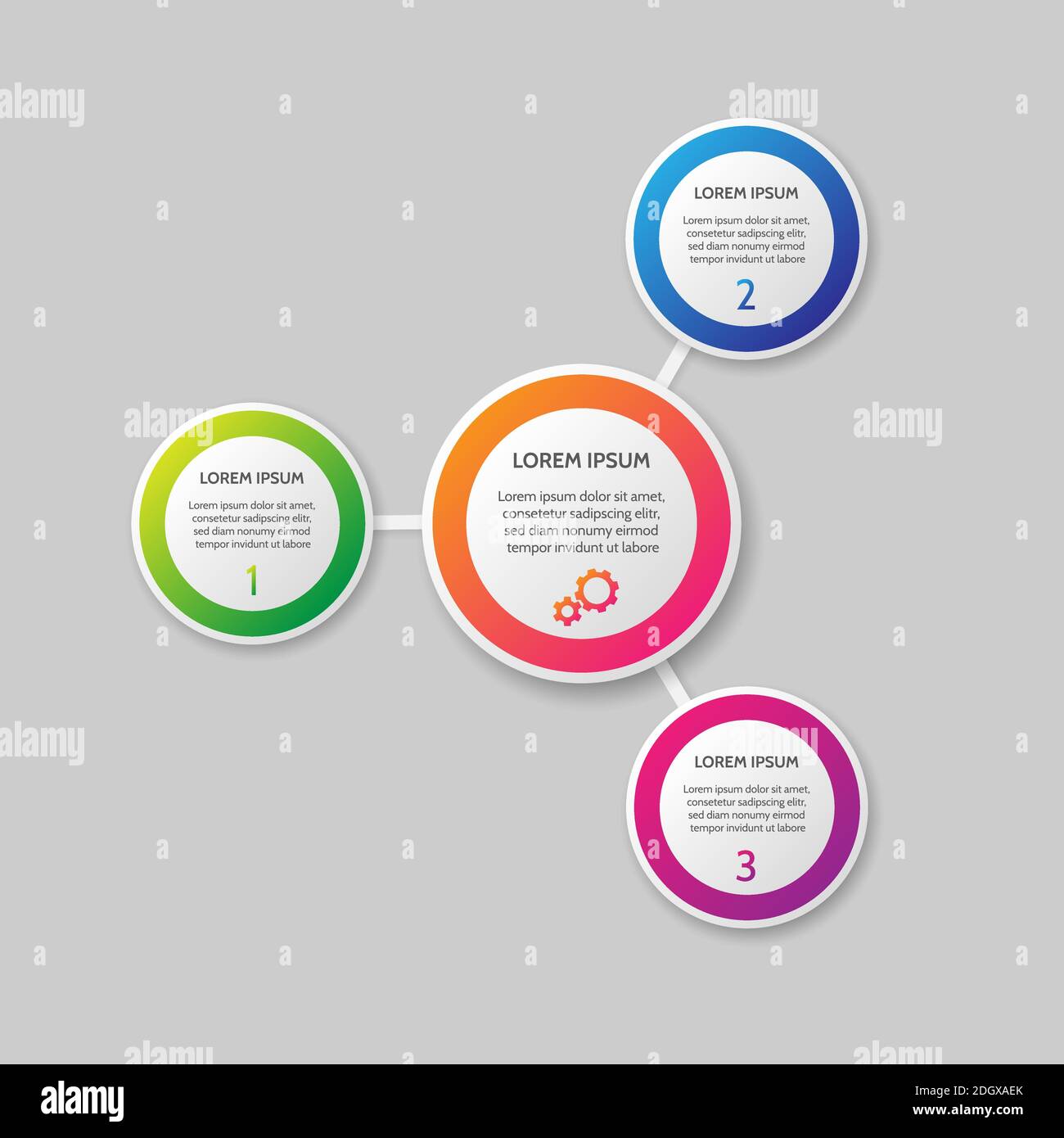 Modèle d'infographie vectoriel sur fond gris. Trois options Illustration de Vecteur