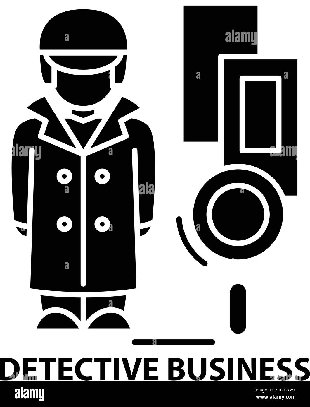icône d'entreprise détective, signe vectoriel noir avec traits modifiables, illustration de concept Illustration de Vecteur