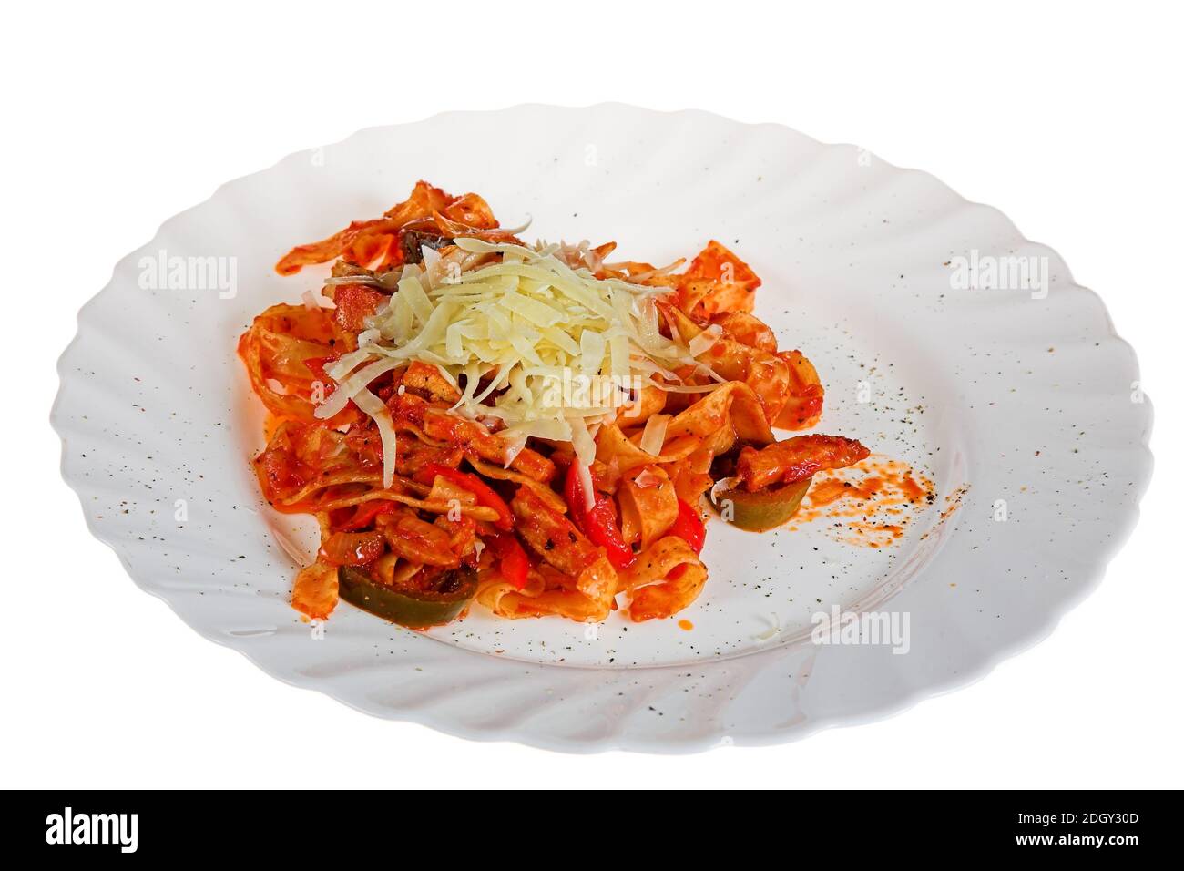 Pâtes avec sauce tomate et fromage Banque D'Images