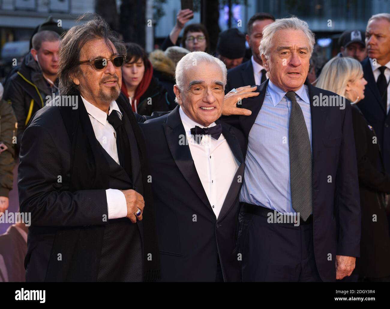 Al Pacino, Martin Scorsese et Robert de Niro participant au Gala de clôture et à la première internationale de l'Irishman, dans le cadre du BFI London film Festival 2019, Londres. Le crédit photo devrait se lire comme suit : Doug Peters/EMPICS Banque D'Images