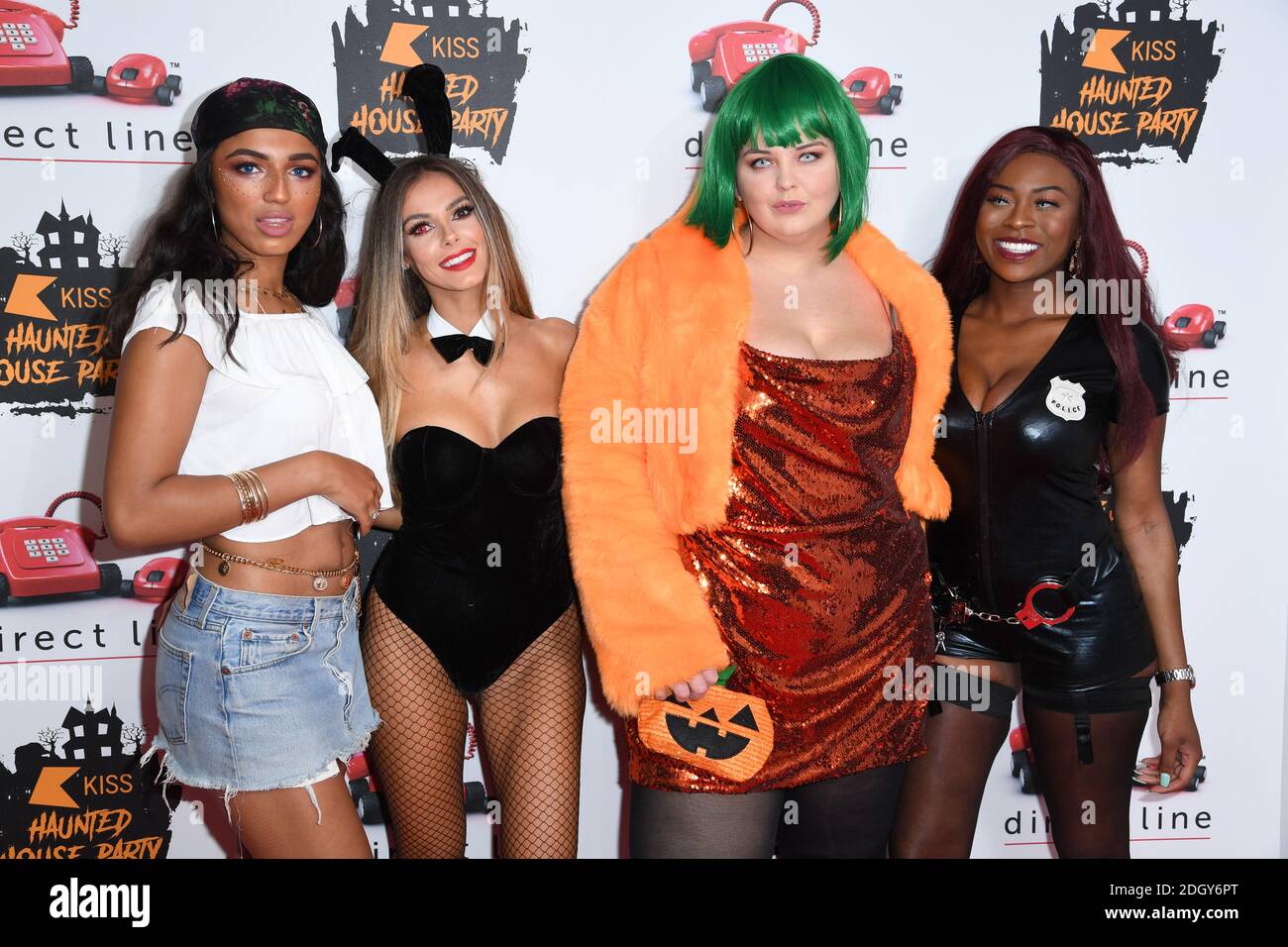 Georgina Aurelia Elliott, Beth Dunlavey, Ella May et Brooke Derosiers arrivent au Kiss Haunted House Party, SSE Arena, Wembley, Londres. Le crédit photo devrait se lire comme suit : Doug Peters/EMPICS Banque D'Images