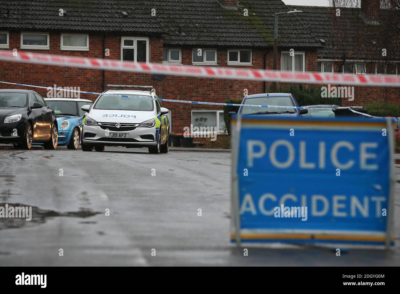 Panneau d'accident de la police, Nottingham, jeudi 3 décembre 2020. Banque D'Images